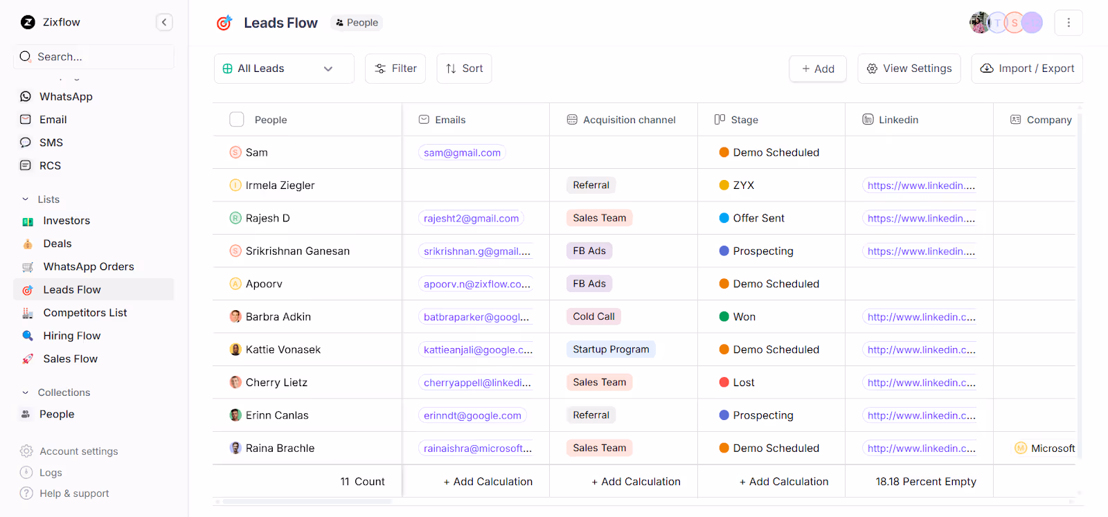 Zixflow’s advanced CRM lets you not only save contacts but enrich them using AI.
