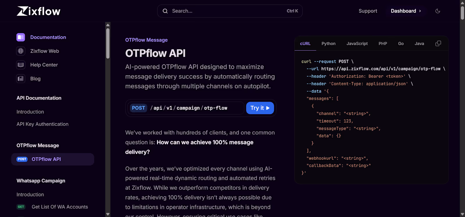 Zixflow’s OTPflow API documentation. 