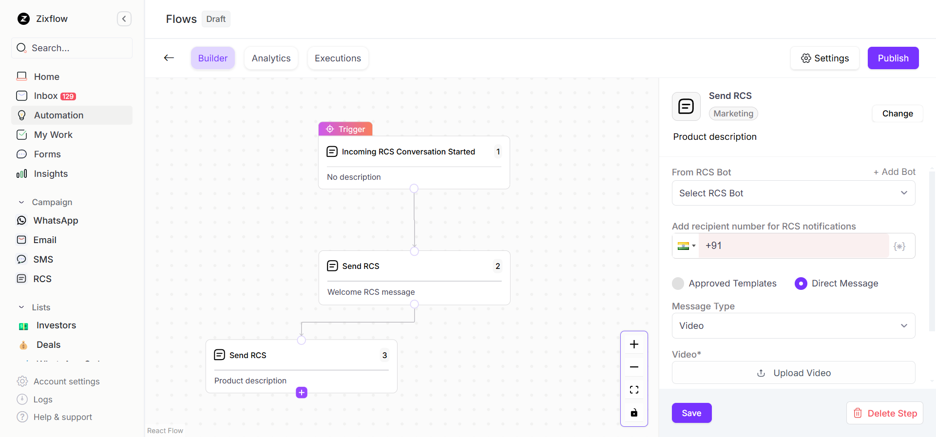 Design custom chatbots with Flows to automate customer engagement.