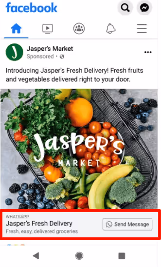 A Click-to-WhatsApp ad example on Facebook.