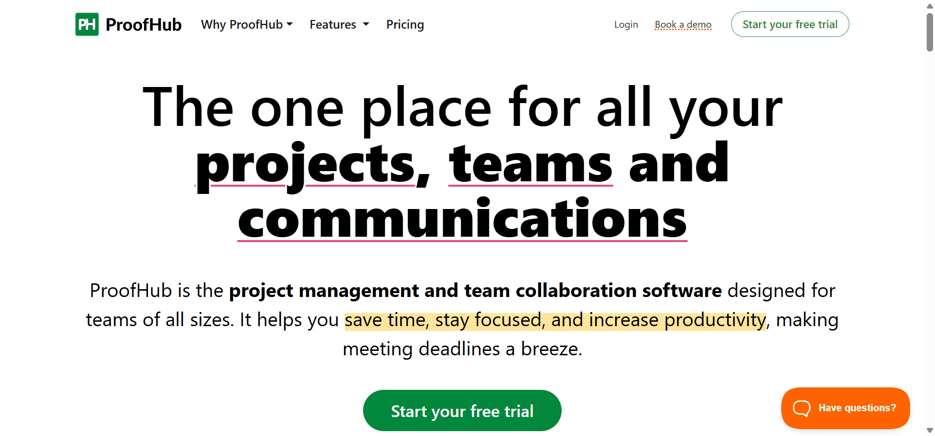 ProofHub, a project management and collaboration tool. 