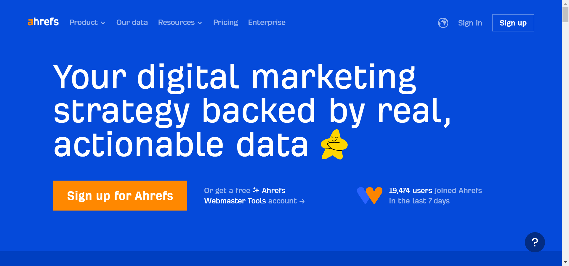 Homepage of Ahrefs, a robust SEO tool for your e-commerce business.