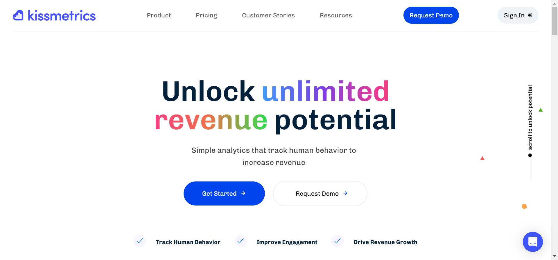 Kissmetrics provides you with in-depth insights into your customer and sales engagement.