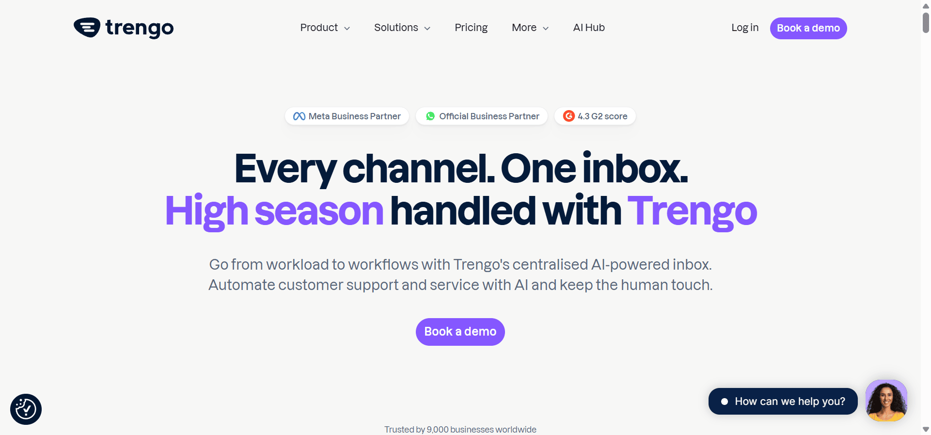 Home page of Trengo, is a great alternative to Interakt.