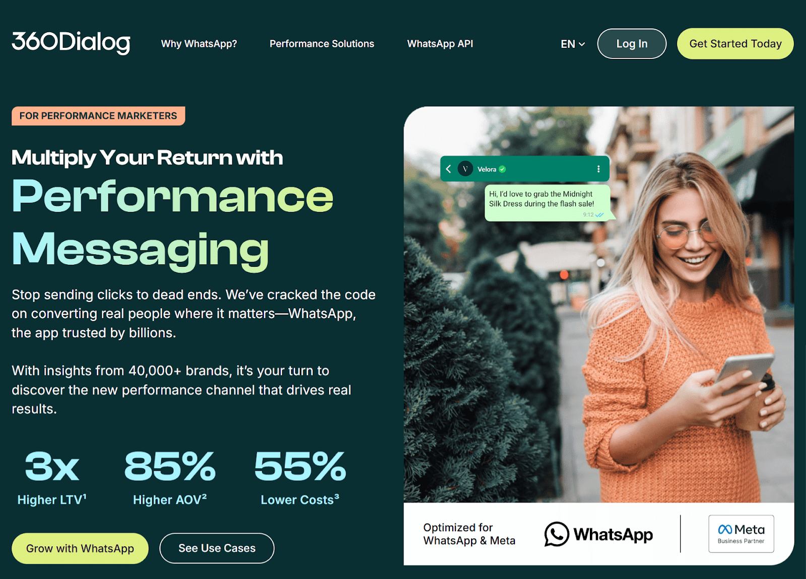 Homepage of 360Dialog.