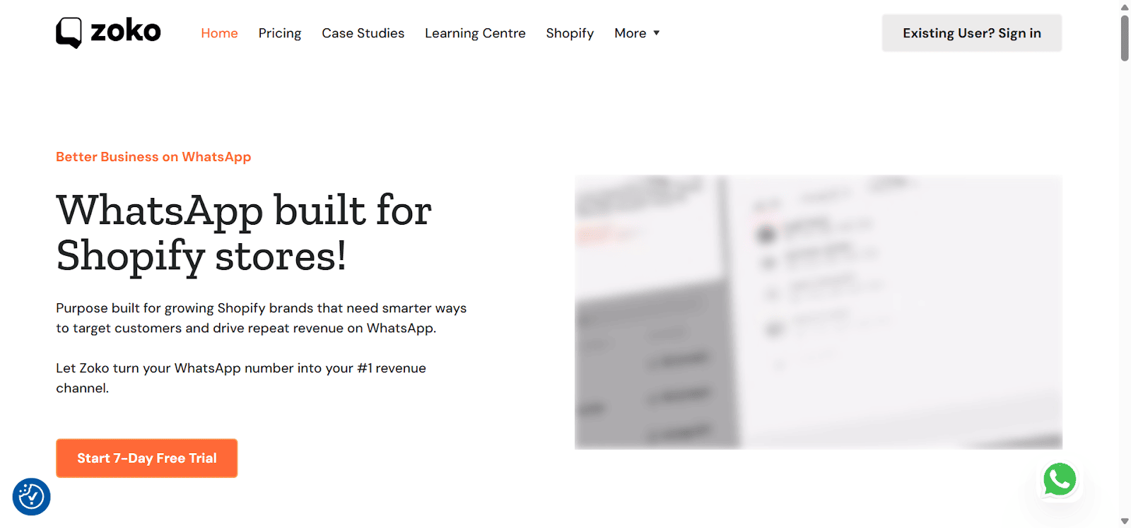 Homepage of Zoko, a SendPulse alternative.