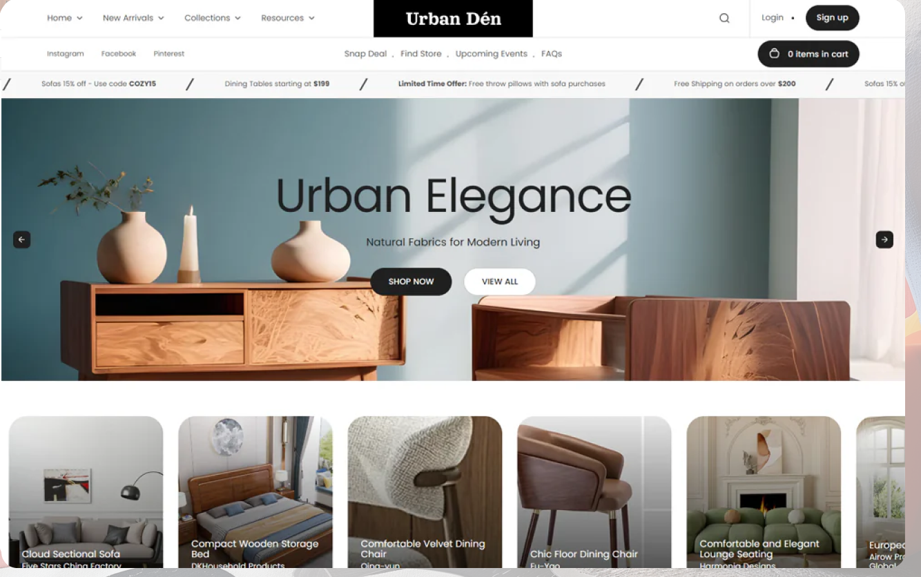 An example of an e-commerce website, showcasing various products on its home page.