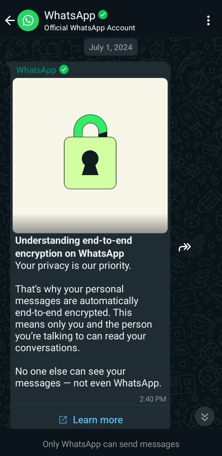 An example of a multimedia message in WhatsApp.