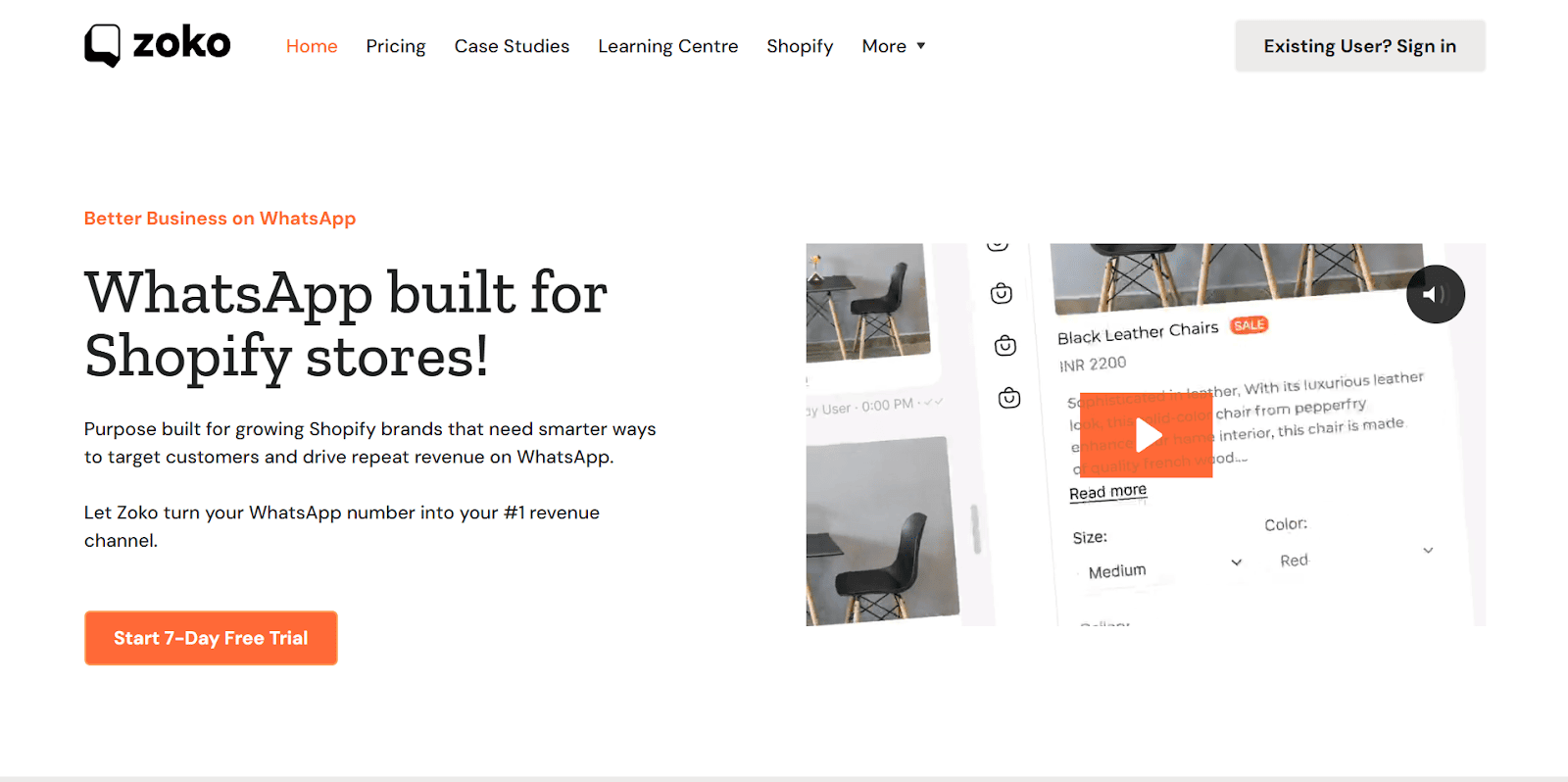 Homepage of Zoko, a CleverTap alternative.