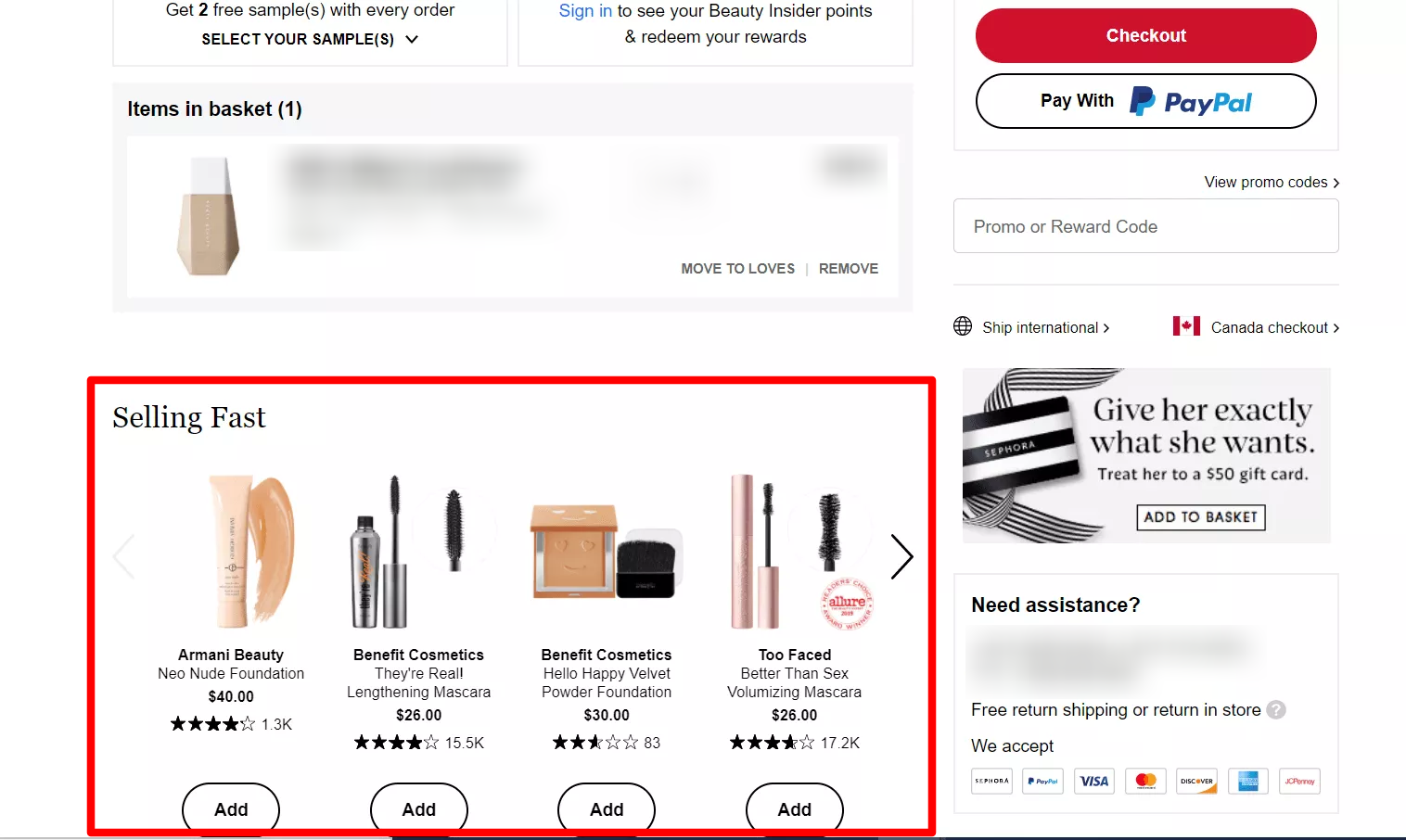 An example of a personalized checkout page.