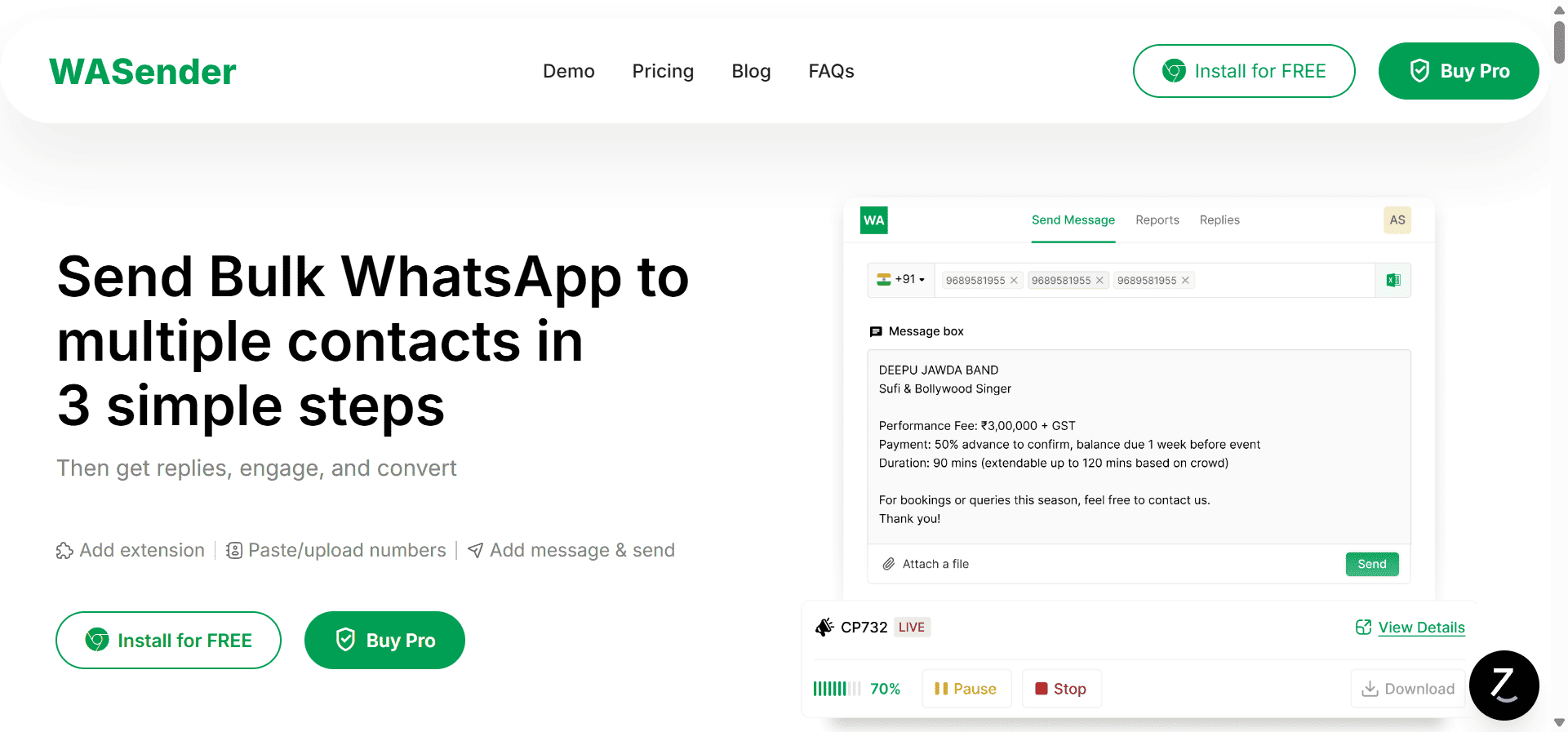 WASender to automate your WhatsApp outreach and send bulk messages.
