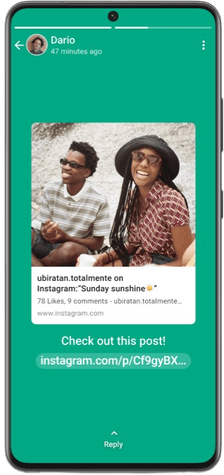 An example of a WhatsApp Story.