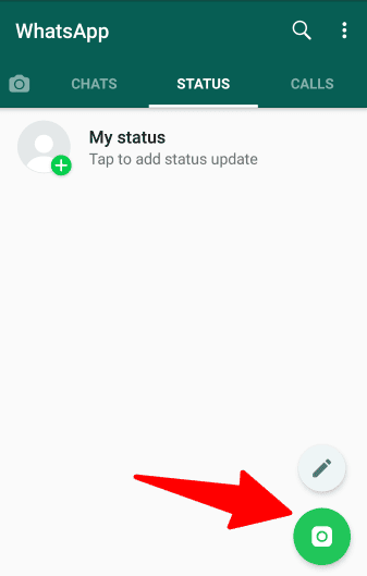 The Add Story button in the WhatsApp app.