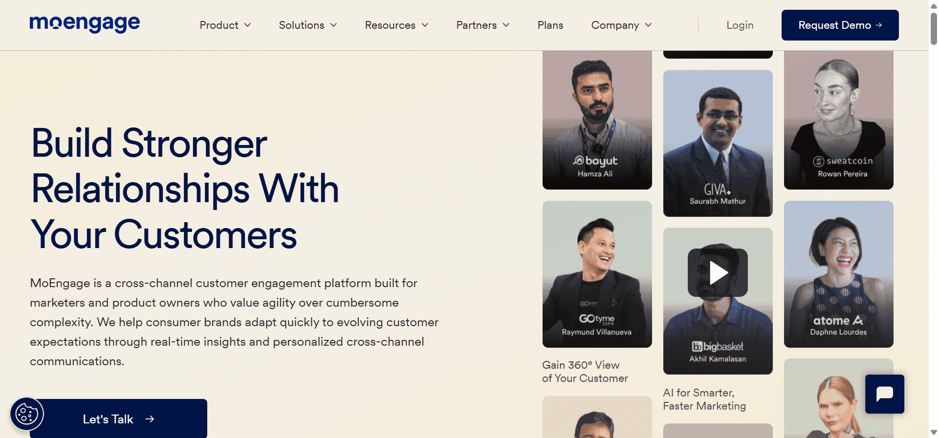Homepage of MoEngage, an omnichannel WhatsApp marketing platform.