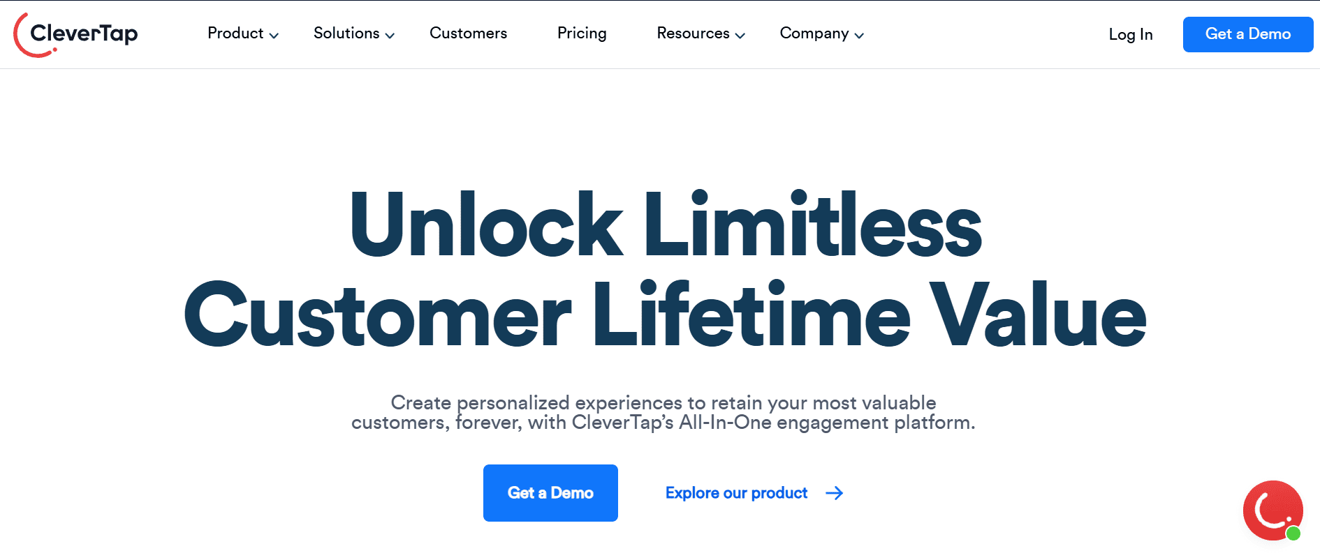 Homepage of CleverTap, a MoEngage alternative.
