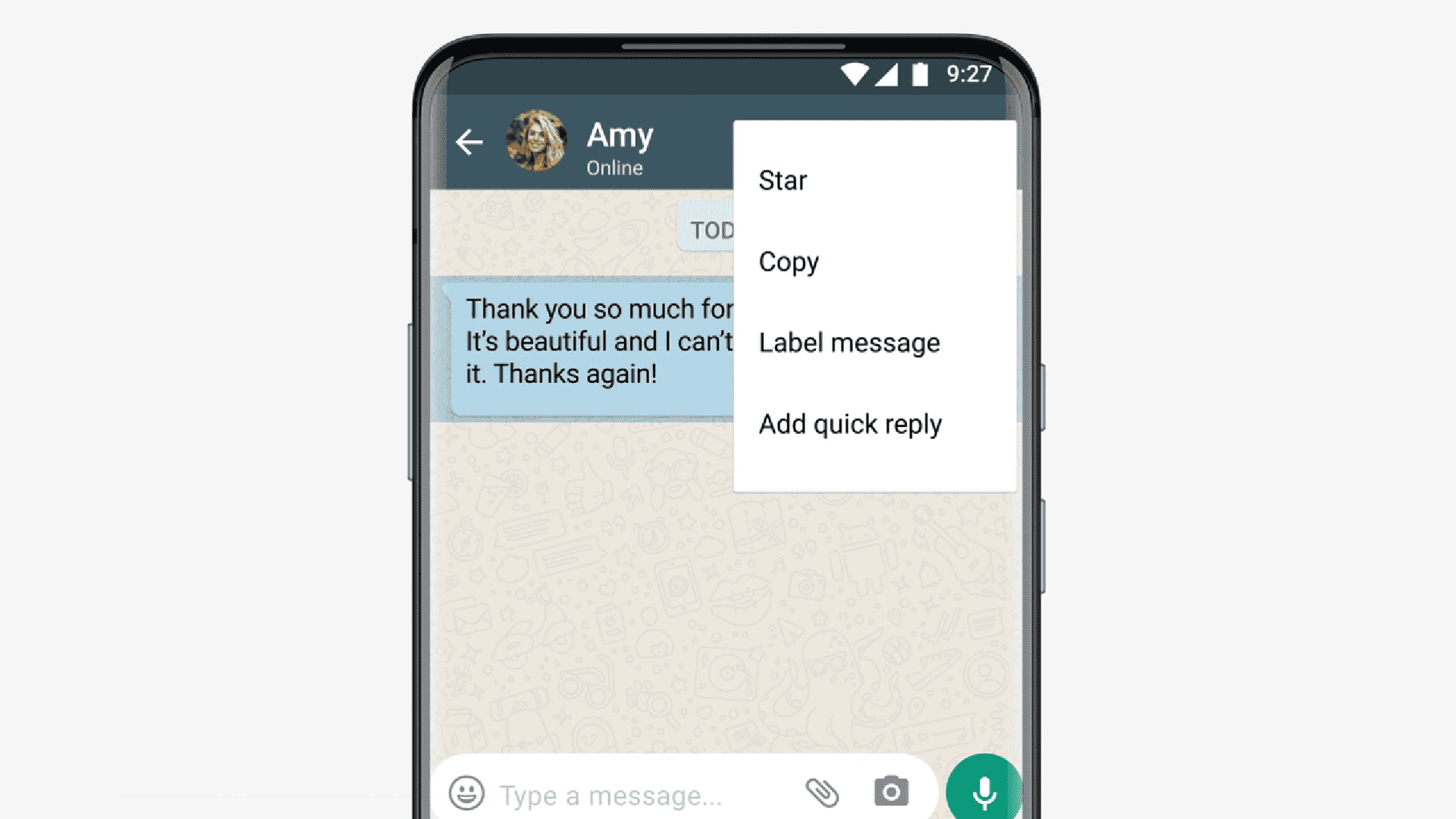 Menu within the WhatsApp Business app to add Labels to your conversations.