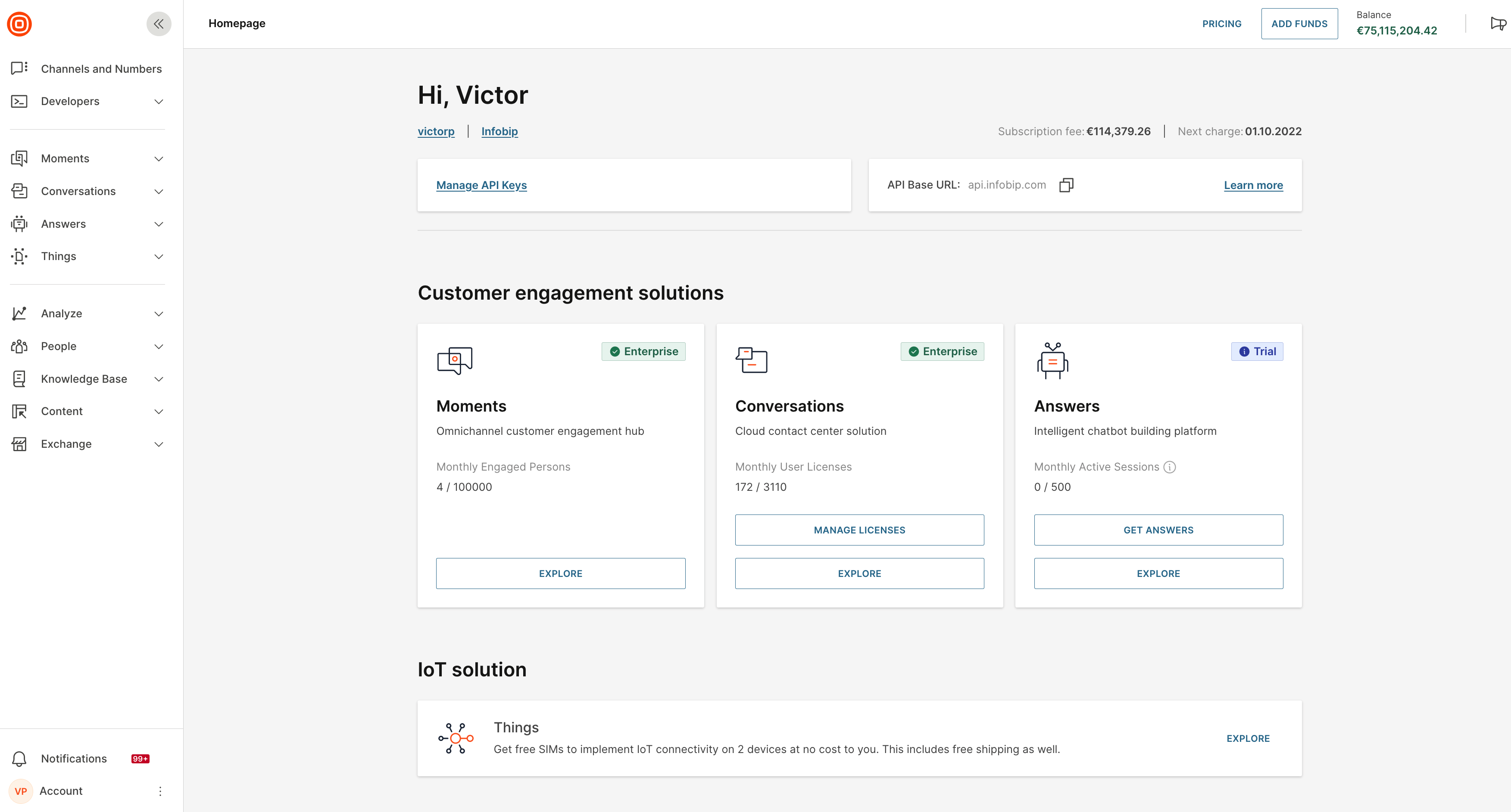 Infobip’s user interface.