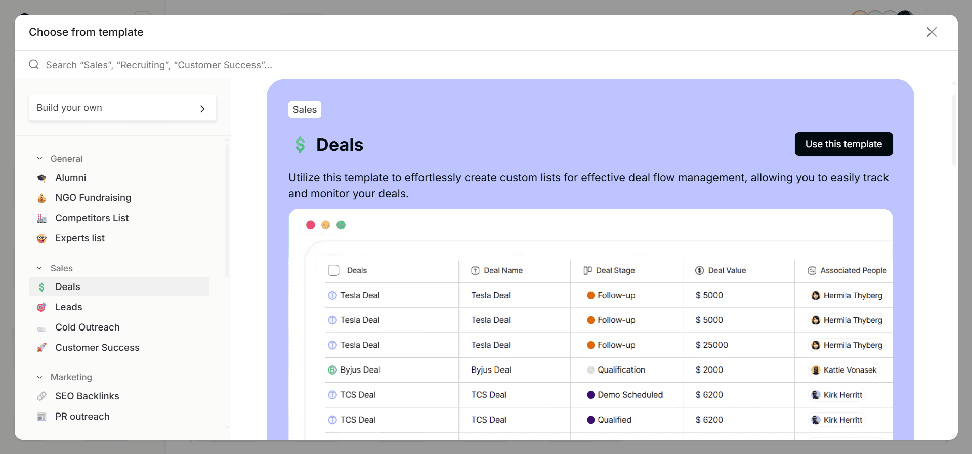 Ready-made List templates of Zixflow to build tailored lists according to your use cases. 