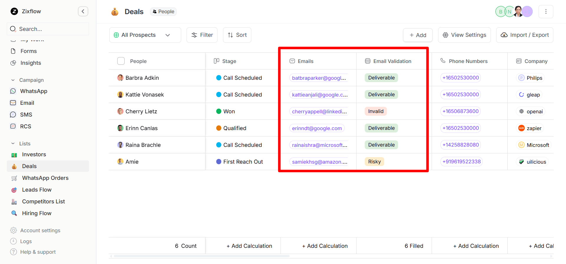 Zixflow's email finder feature.