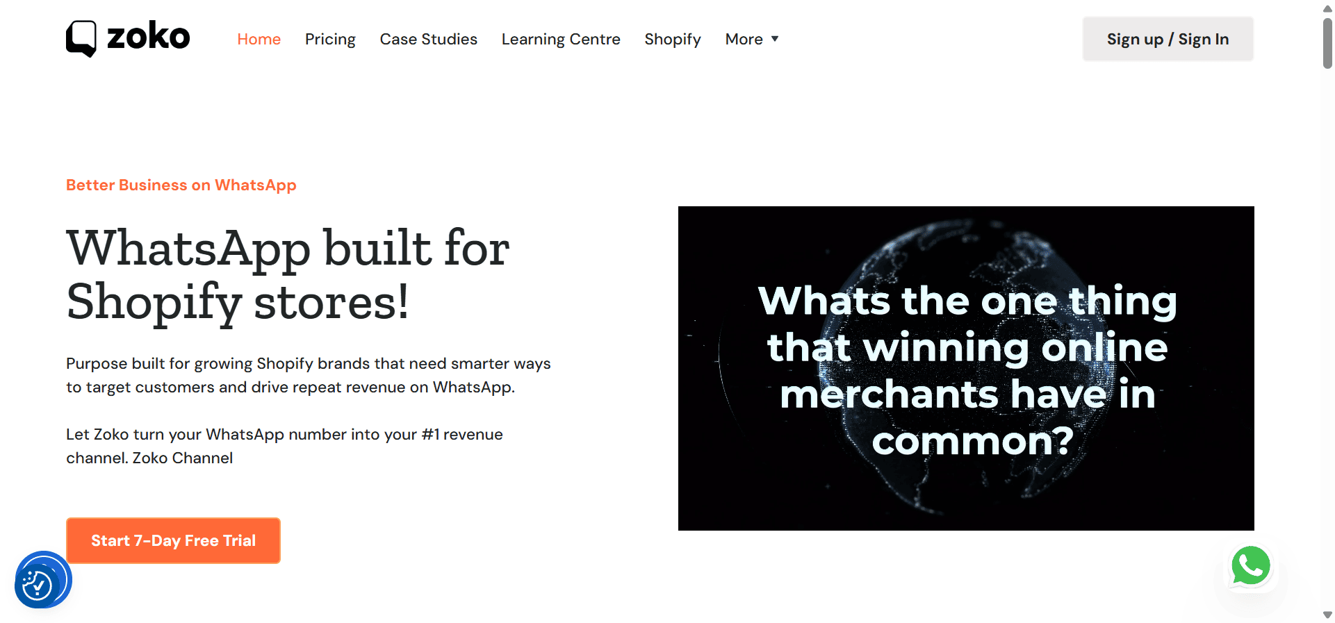 Homepage of Zoko, a support-focused Gupshup alternative.