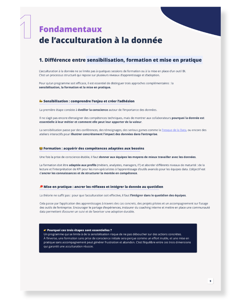 Page sur les trois fondamentaux de l'acculturation à la donnée