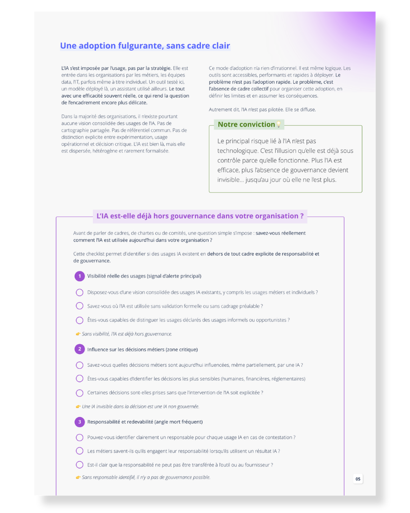Checklist d'auto-diagnostic des usages IA hors gouvernance