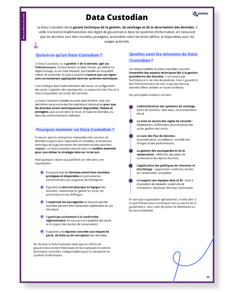 Intercalaire du glossaire sur les rôles et métiers de la Data
