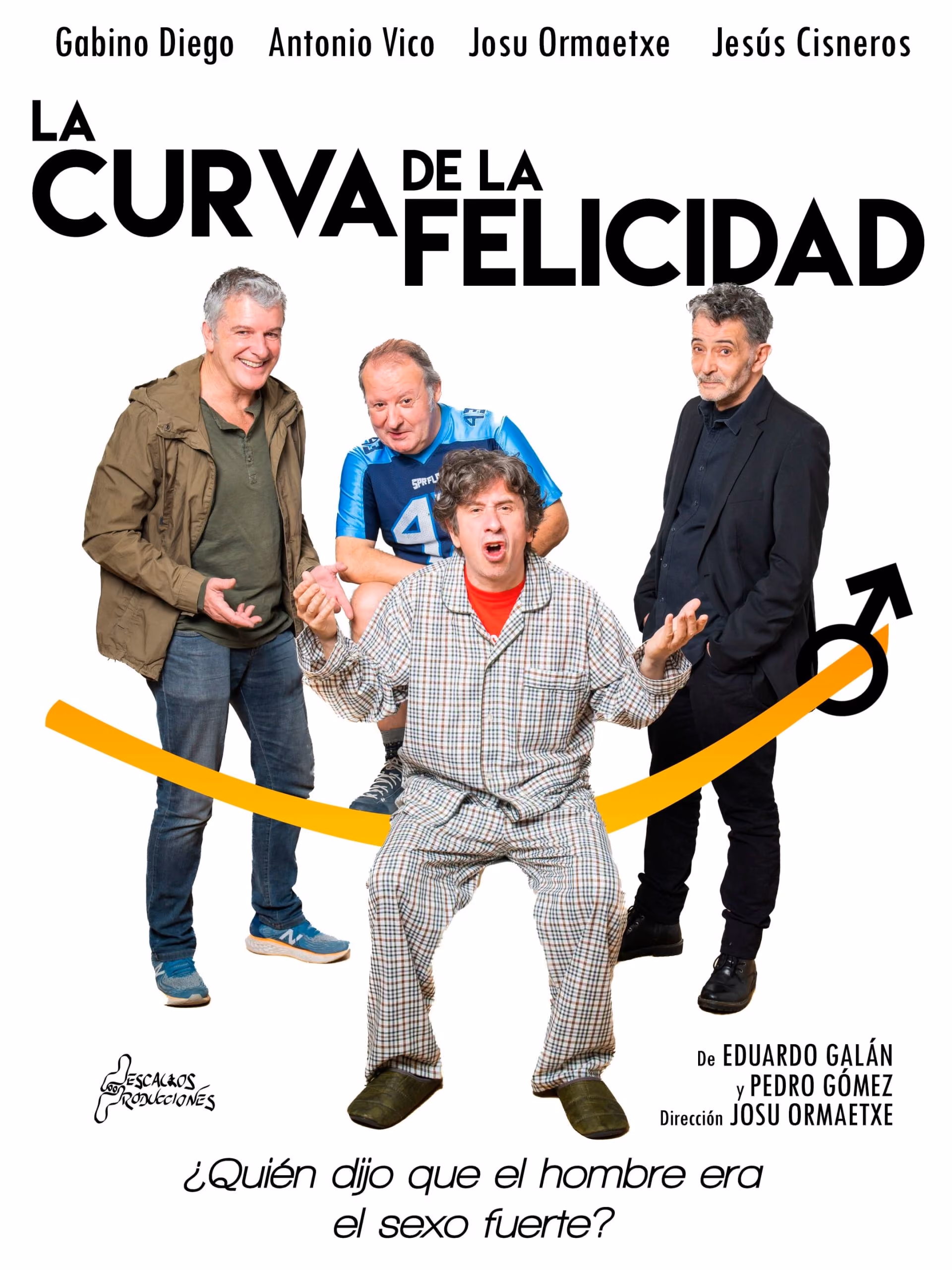 Cuatro actores en actitud cómica. ¿Quién dijo que el hombre era el sexo fuerte?
