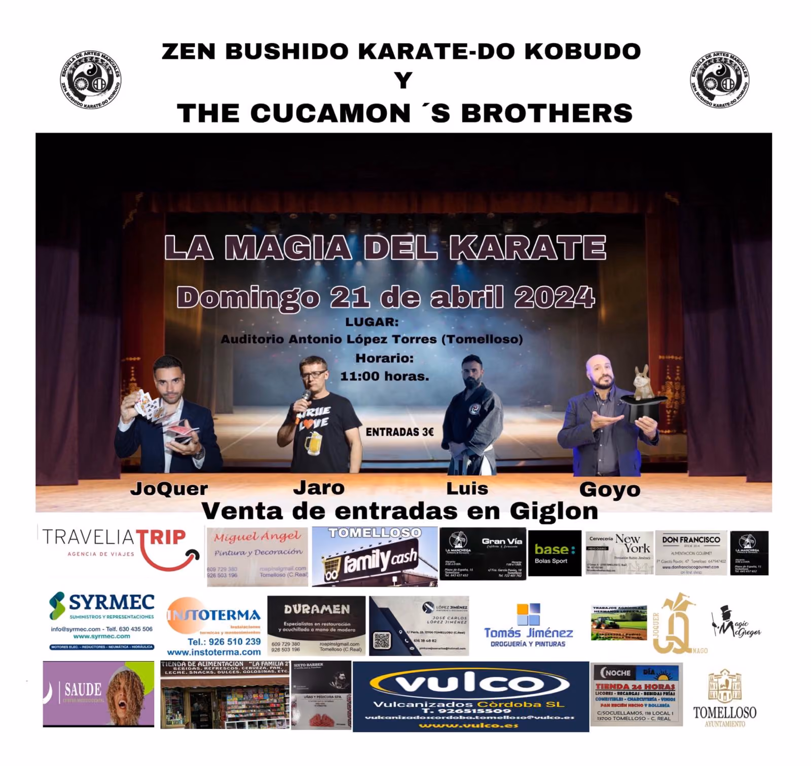 Cartel del evento con los participantes y patrocinadores