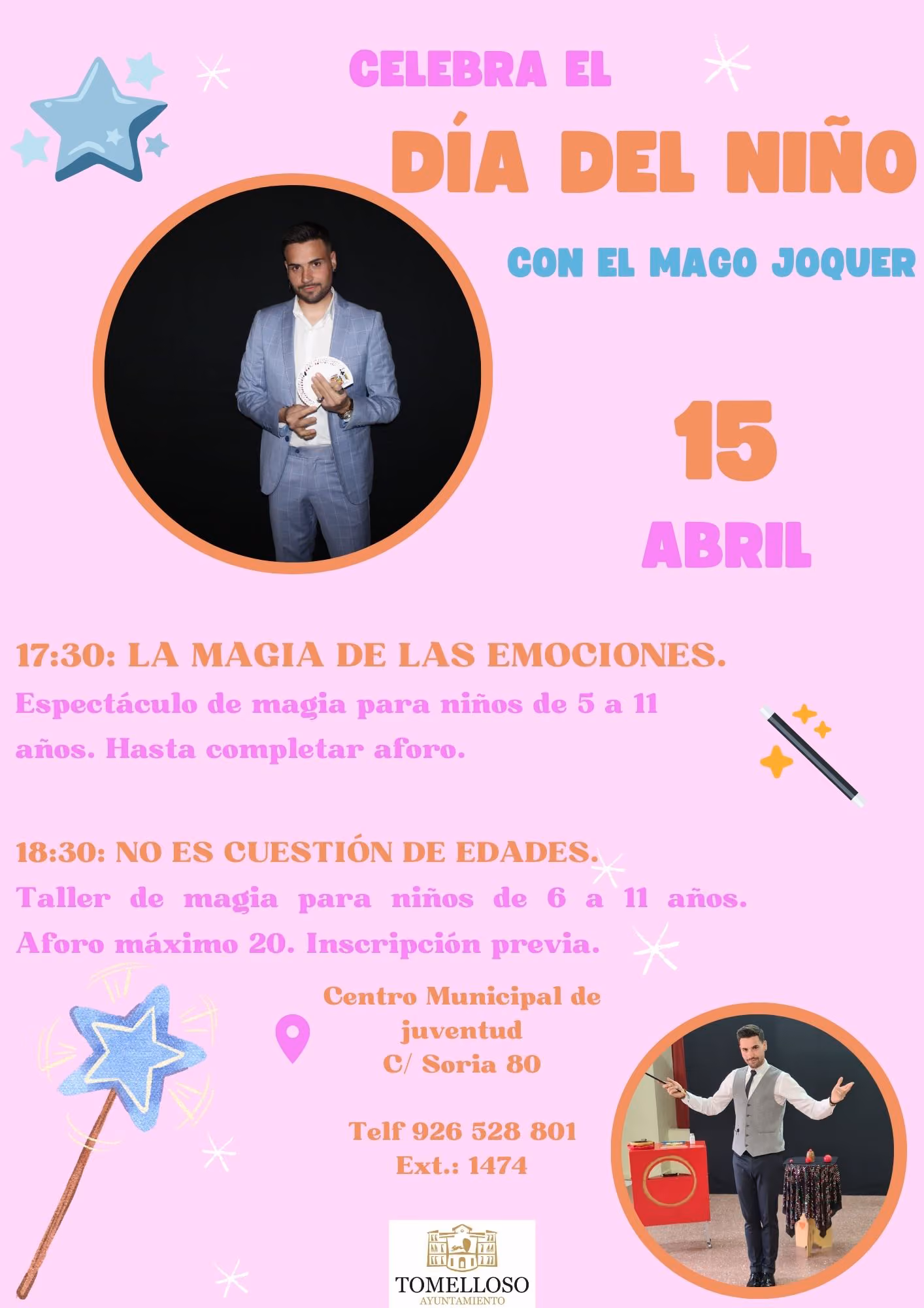 Cartel Día del Niño 15 de Abril Mago JoQuer