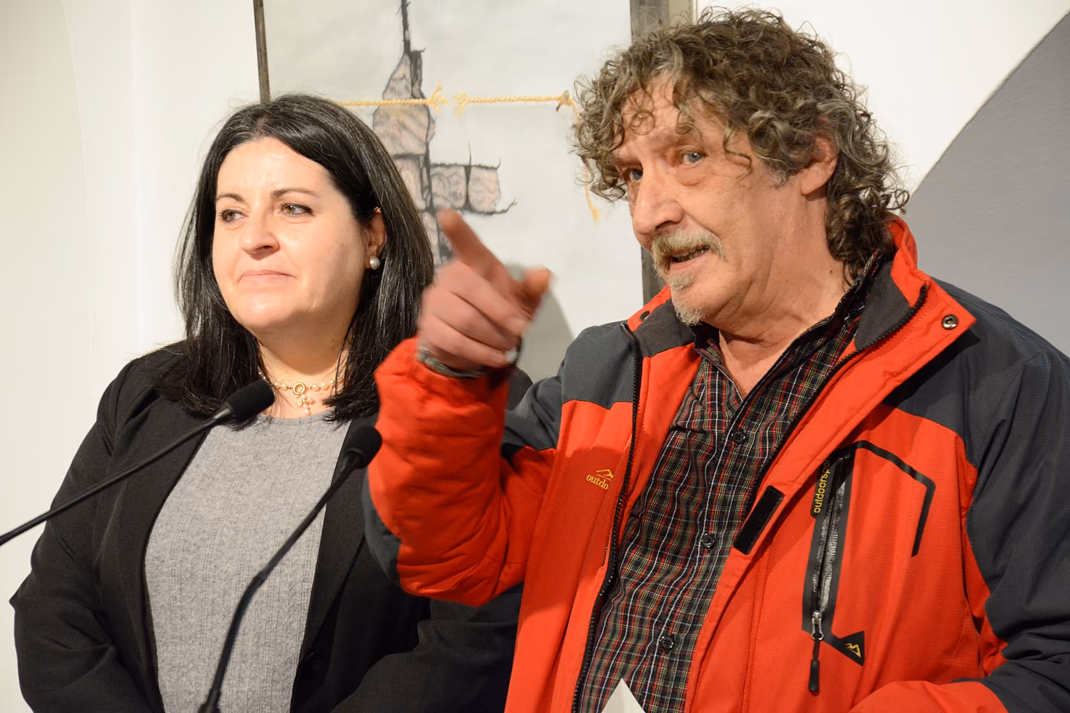 Inés Losa y Julián Díaz durante la inauguración de la exposición