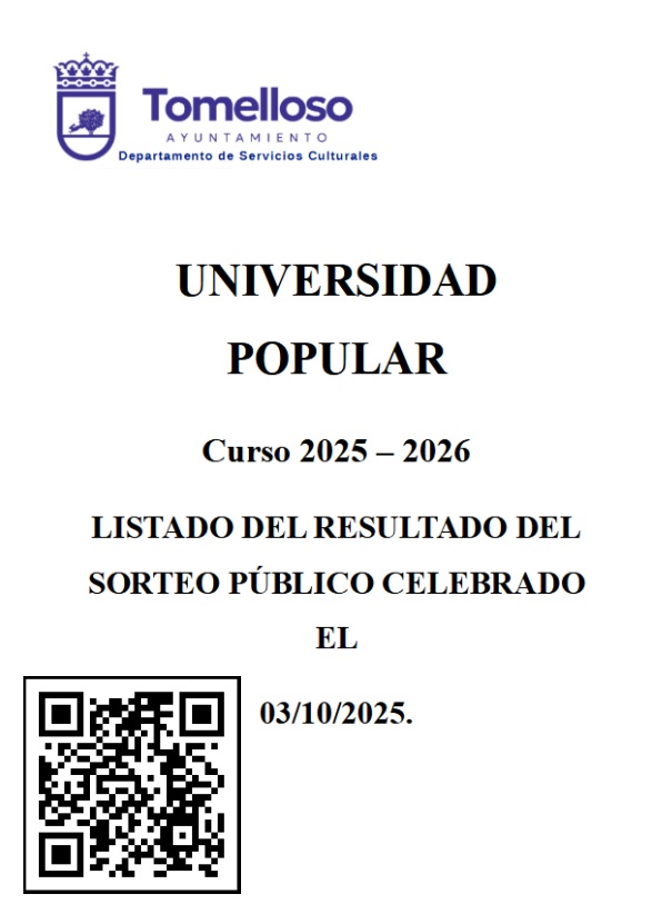 Listado del sorteo - Cursos U.P. 2025/2026