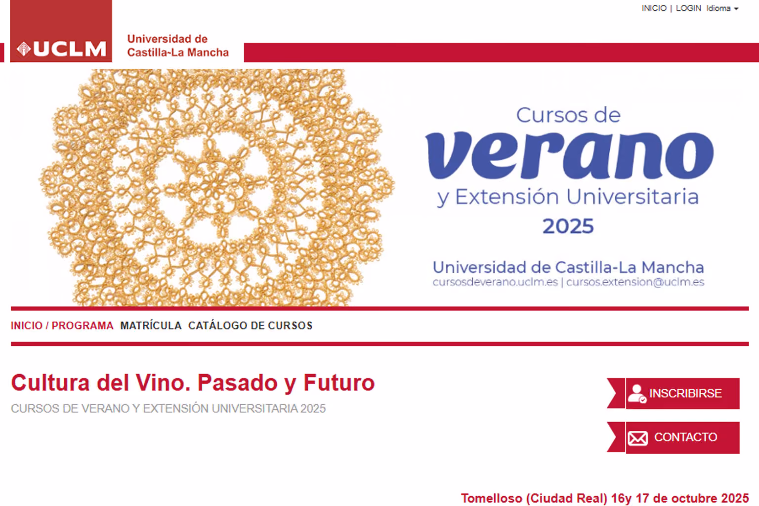 Cartel del Curso de Vino Presente y Pasado de la UCLM