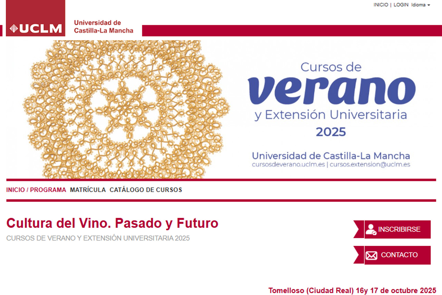 Cartel del Curso de Vino Presente y Pasado de la UCLM