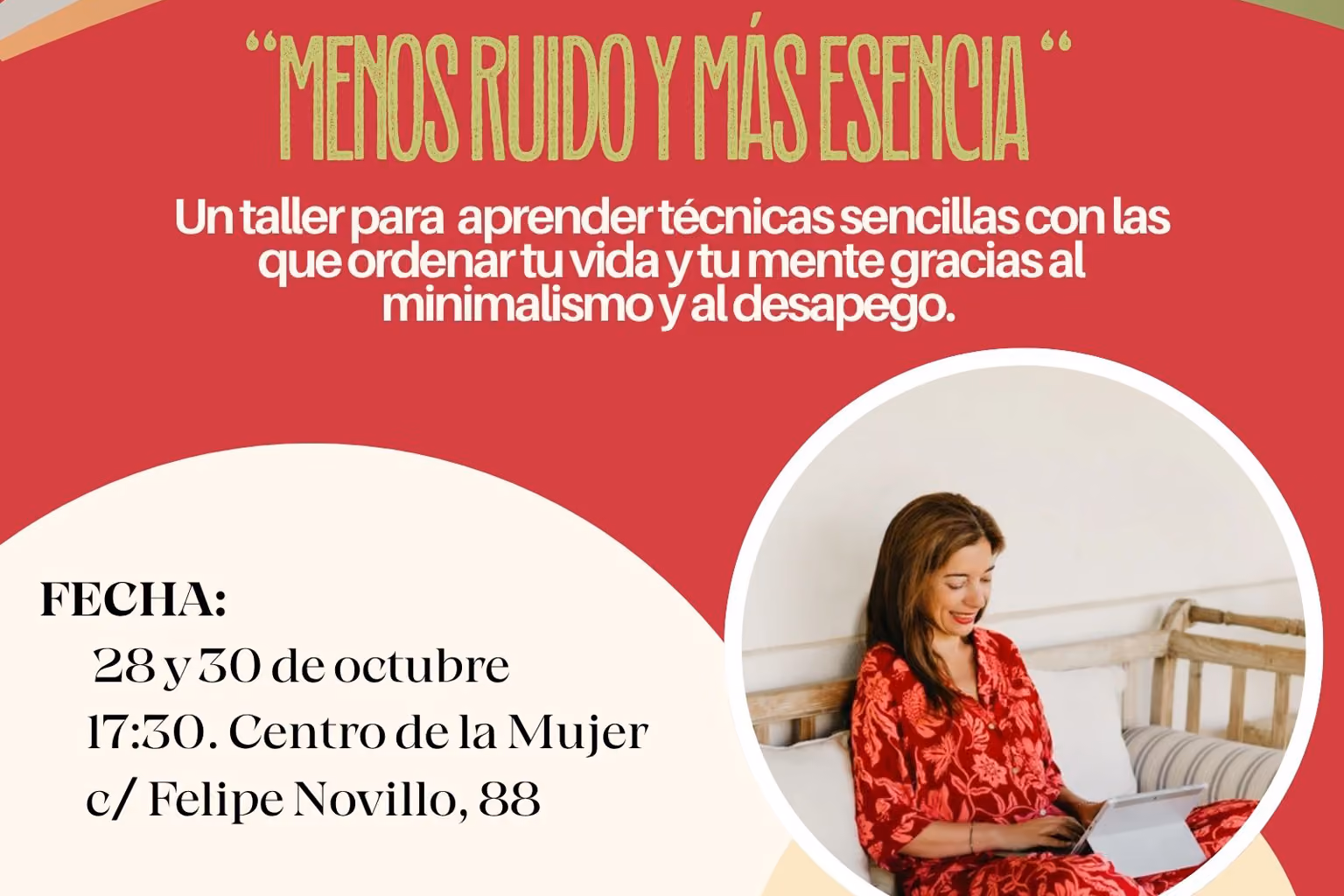 Cartel taller "Menos ruido y más esencia"
