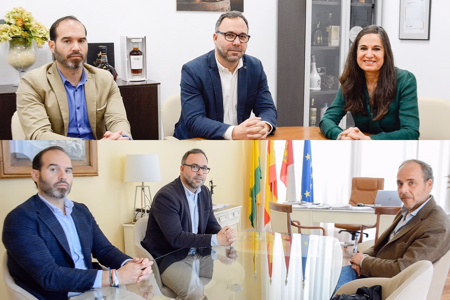 El alcalde y el concejal de Urbanismo con los responsables de Bodegas Osborne y Bodegas Fundador 