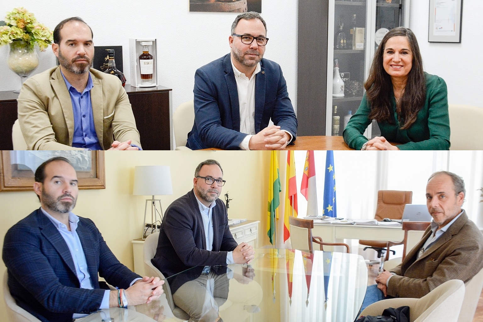 El alcalde y el concejal de Urbanismo con los responsables de Bodegas Osborne y Bodegas Fundador 