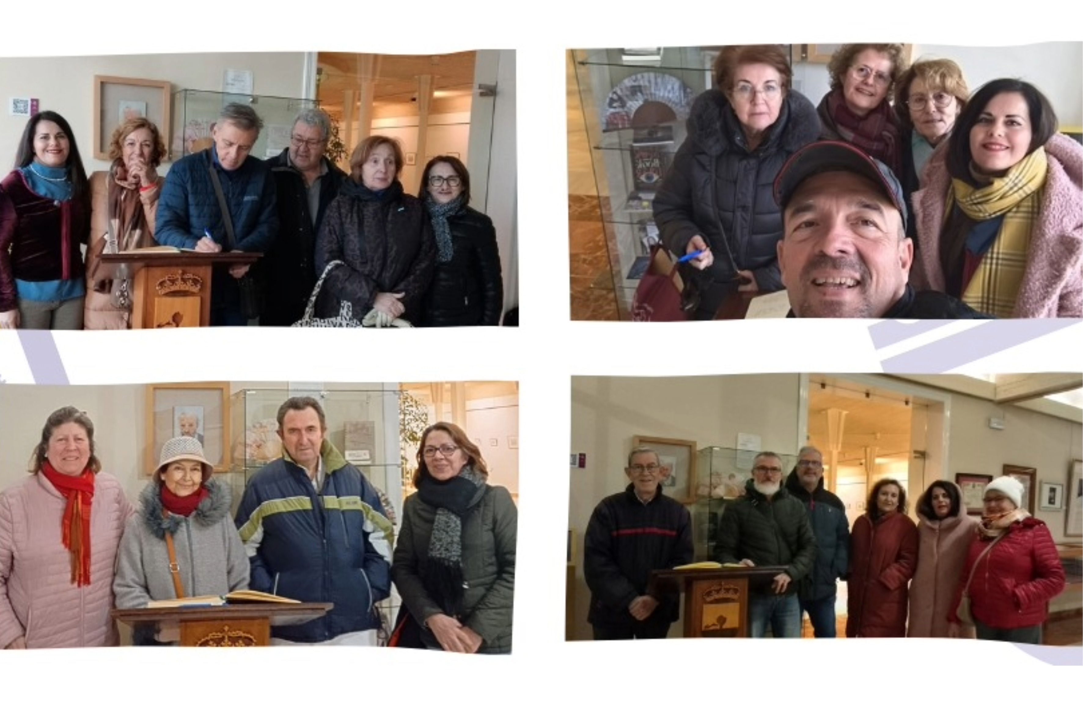 Grupos de alumnos de la UP felicitando a Antonio López