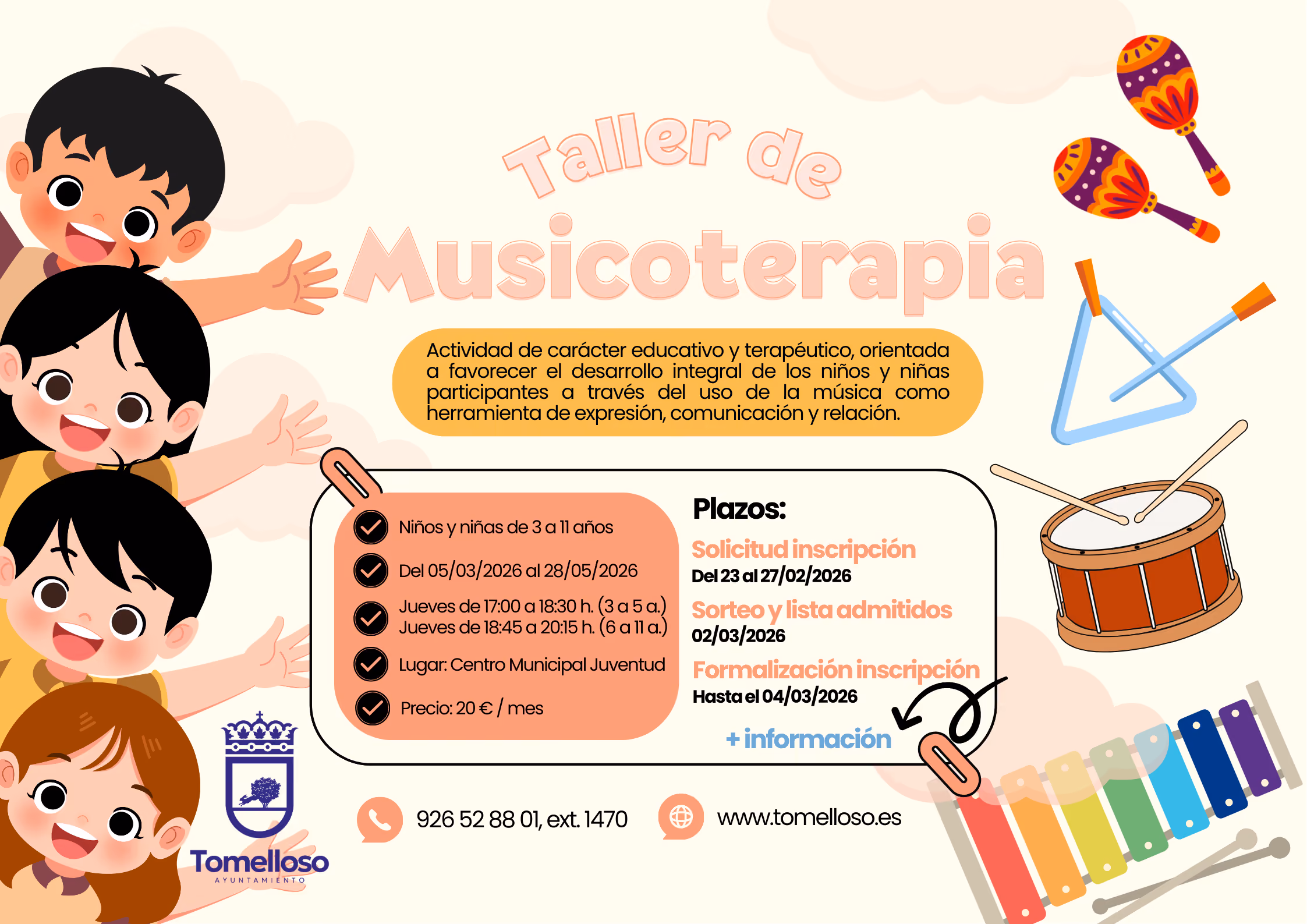 Cartel del taller de Musicoterapia