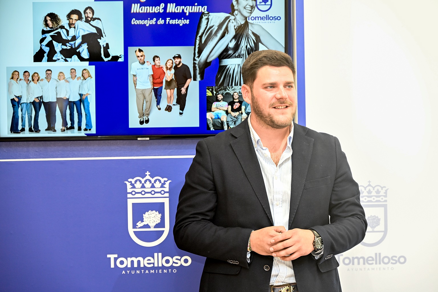 El concejal de Festejos, Manuel Marquina, durante la presentación de los conciertos de feria