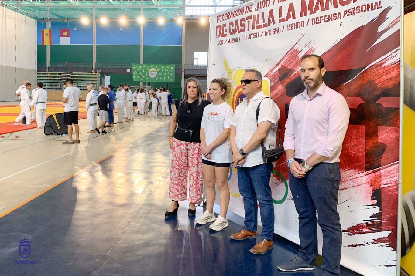 Los oncejales de Deportes y Servicios Sociales y representantes federativos en el Campeonato de España de Judo FEDC y el Open de Tomelloso de Judo para Personas con Discapacidad