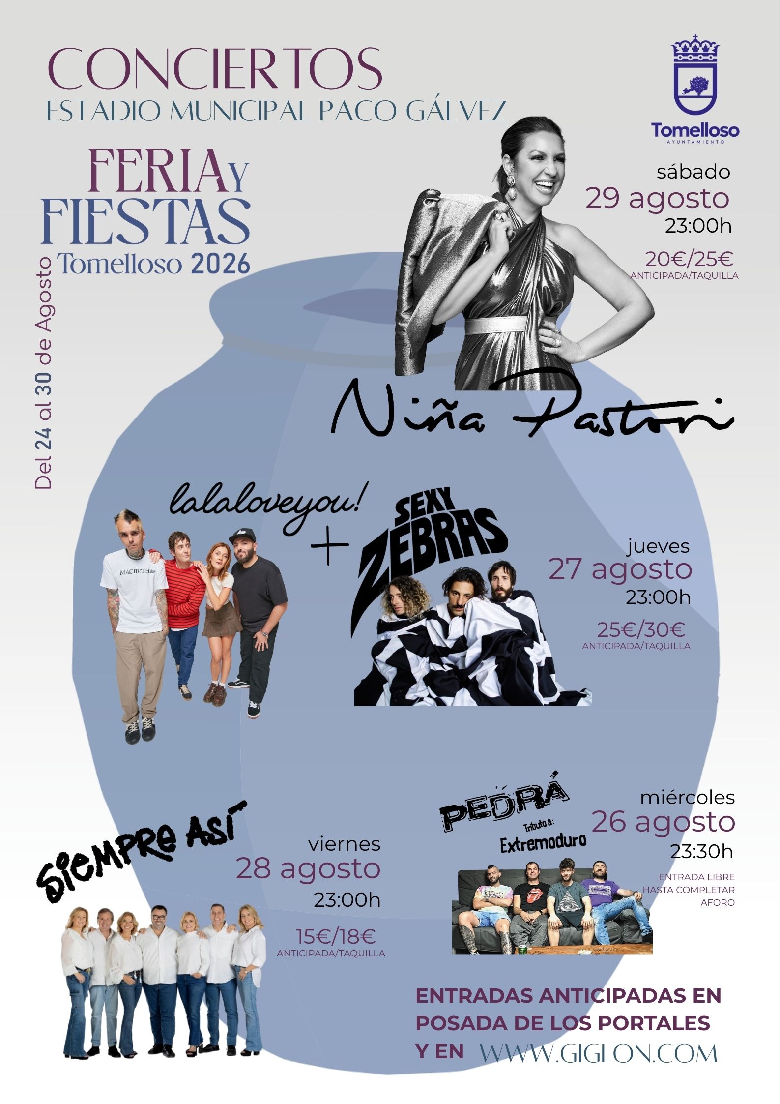 Cartel conciertos de Feria y Fiestas 2026
