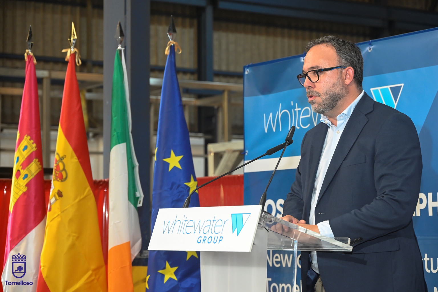 Javier Navarro durante la presentación del proyecto de Whitewater en Tomelloso