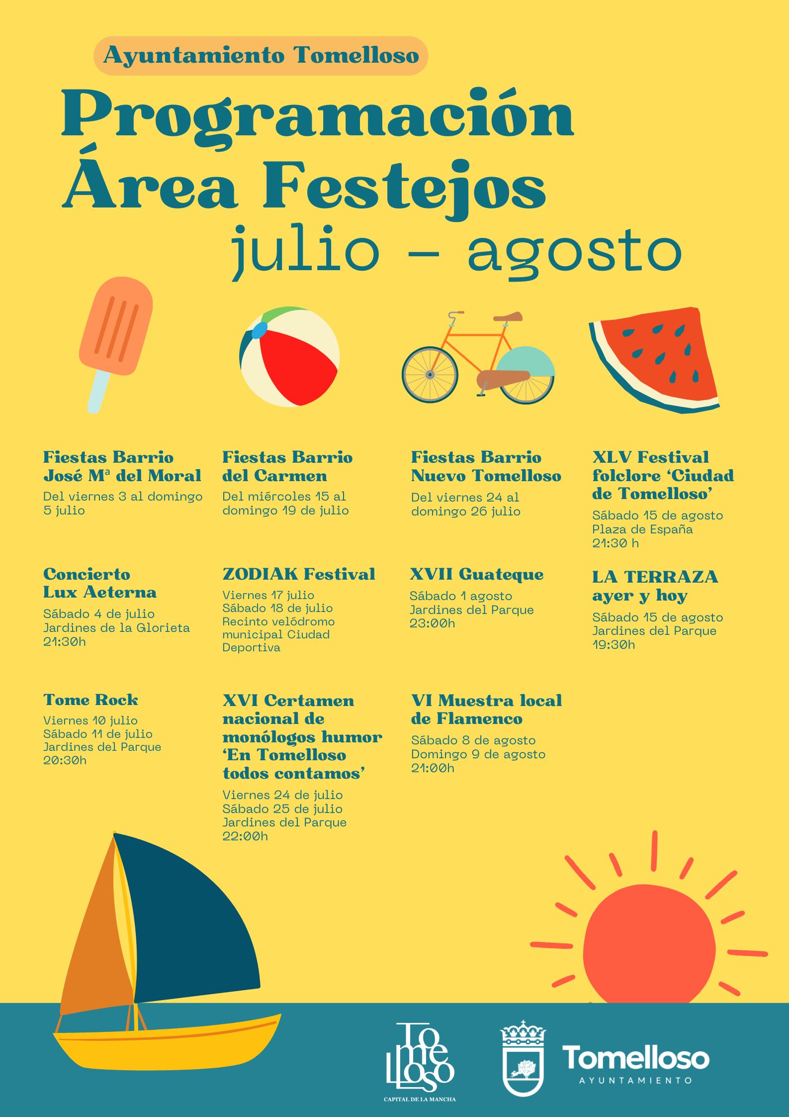 Cartel actividades festivas julio y agosto