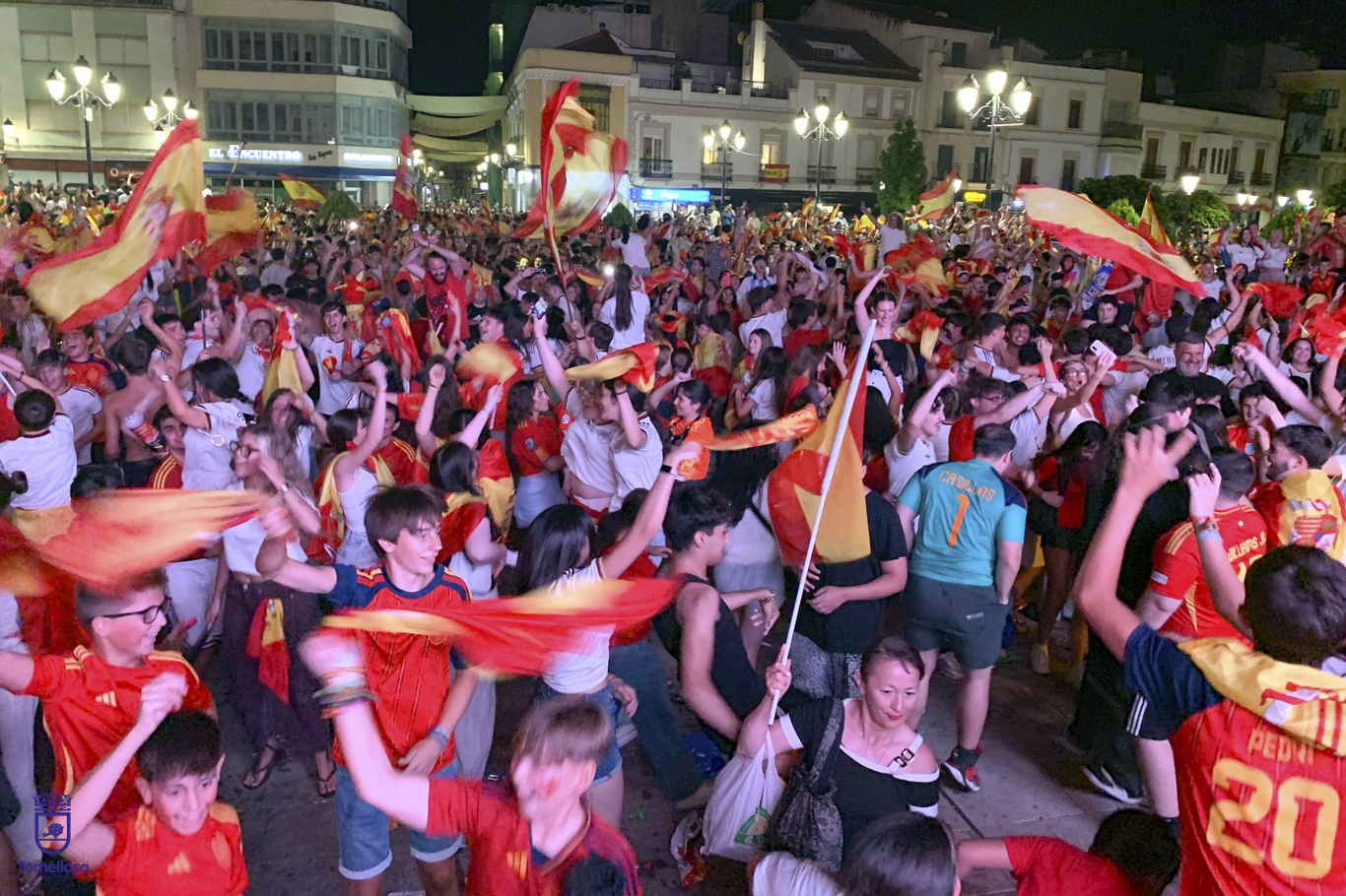 Celebración Mundial del fútbol en la Plaza de España