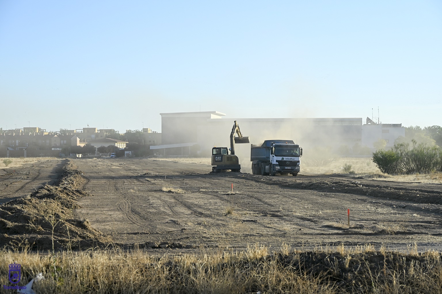 Estado actual de las obras. Al fondo, el pabellón de la Ciudad Deportiva