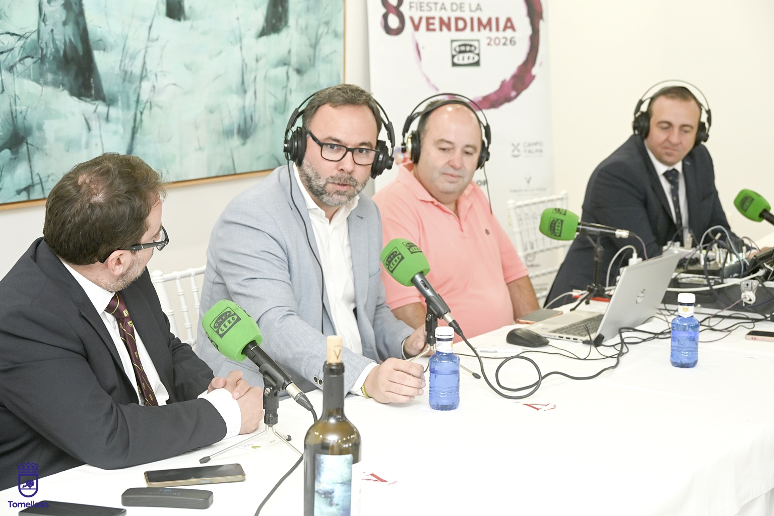 De izquierda a derecha, Javier Ruiz, Javier Navarro, Marcos Galván y Enrique Cepeda durante la entrevista que se ha celebrado en el salón Chimenea de la cooperativa