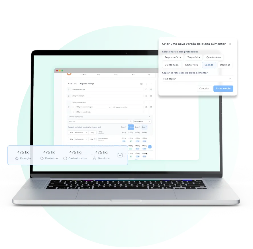 Nutrium software's pre-defined food plan templates