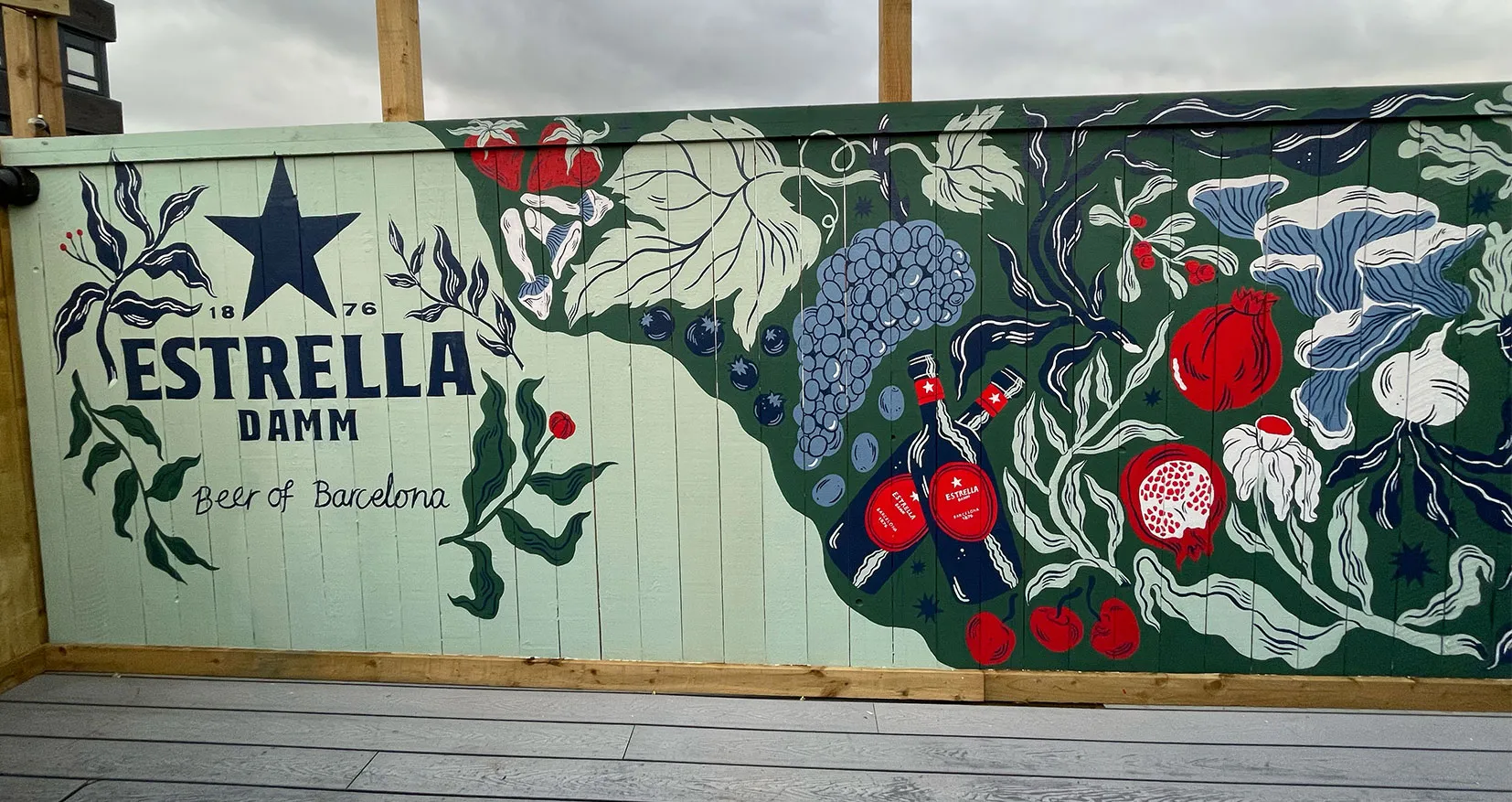 Example of Estrella Damm mural on exterior wall