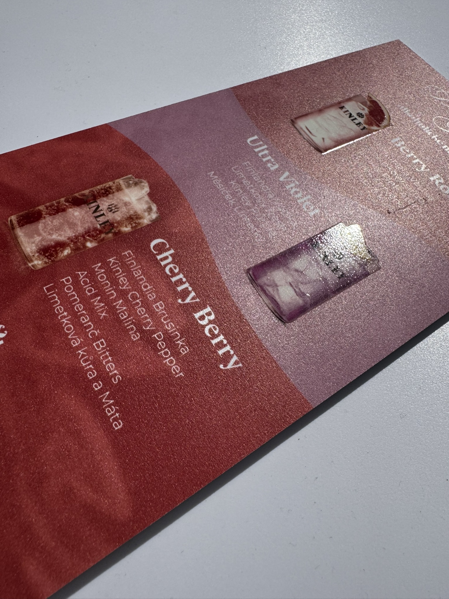 3D lakování menu, nápojový lístek